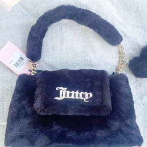 Juicy Couture Free Love Fluffy Black Shoulder Bag